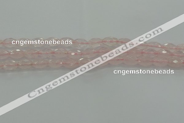 CRQ192 15.5 inches 8*12mm faceted rice natural rose quartz beads