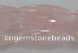 CRQ195 15.5 inches 10*30mm faceted rice natural rose quartz beads