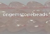 CRQ197 15.5 inches 12*16mm faceted teardrop natural rose quartz beads