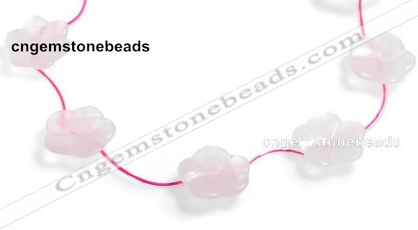 CRQ21 17 inches 24mm carved flower rose quartz beads Wholesale