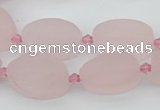 CRQ234 15.5 inches 13*20mm oval rose quartz beads wholesale