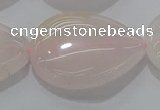 CRQ242 15.5 inches 22*30mm flat teardrop rose quartz beads