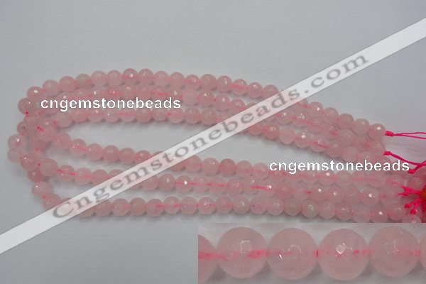 CRQ262 15.5 inches 8mm faceted round rose quartz beads