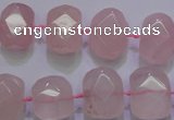CRQ274 10*13mm – 15*17mm faceted nuggets rose quartz beads