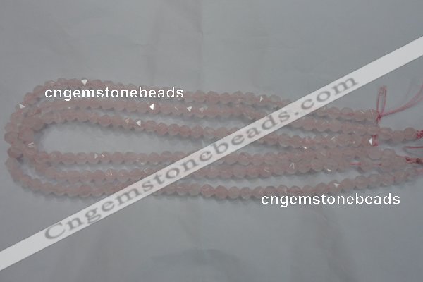 CRQ300 15 inches 6mm faceted nuggets rose quartz beads