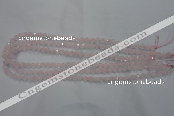 CRQ300 15 inches 6mm faceted nuggets rose quartz beads