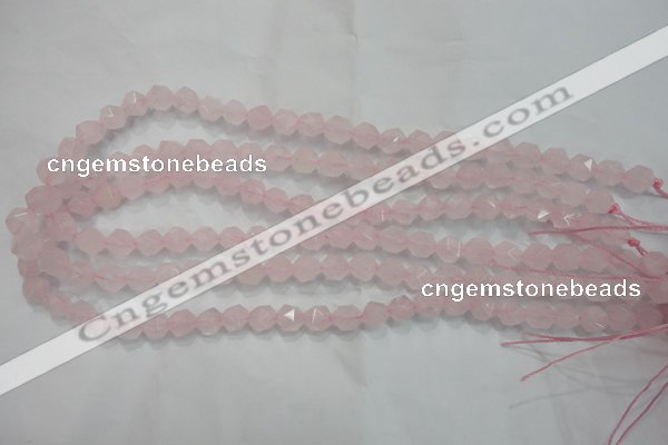 CRQ301 15 inches 8mm faceted nuggets rose quartz beads