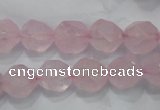 CRQ303 15 inches 12mm faceted nuggets rose quartz beads