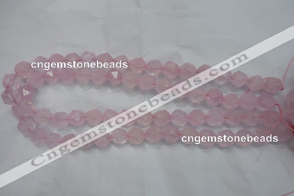 CRQ303 15 inches 12mm faceted nuggets rose quartz beads