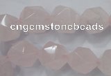 CRQ304 15 inches 14mm faceted nuggets rose quartz beads