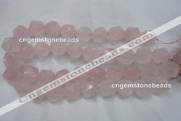 CRQ306 15 inches 18mm faceted nuggets rose quartz beads