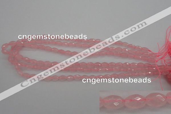 CRQ350 15.5 inches 6*9mm faceted rice rose quartz beads