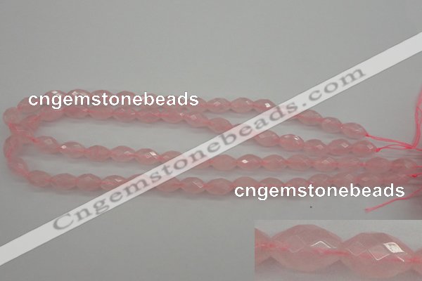 CRQ351 15.5 inches 8*12mm faceted rice rose quartz beads