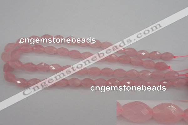 CRQ352 15.5 inches 10*14mm faceted rice rose quartz beads