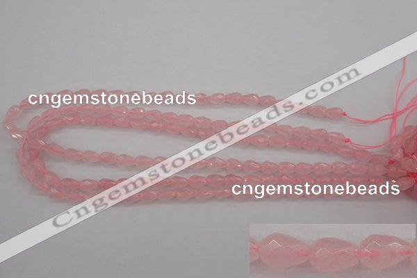 CRQ355 15.5 inches 6*9mm faceted teardrop rose quartz beads