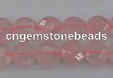 CRQ360 15.5 inches 8mm faceted coin rose quartz beads wholesale