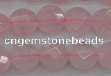 CRQ361 15.5 inches 10mm faceted coin rose quartz beads wholesale