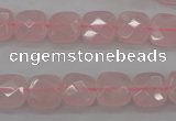 CRQ366 15.5 inches 10*10mm faceted square rose quartz beads