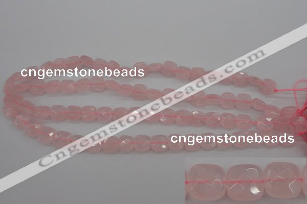 CRQ366 15.5 inches 10*10mm faceted square rose quartz beads