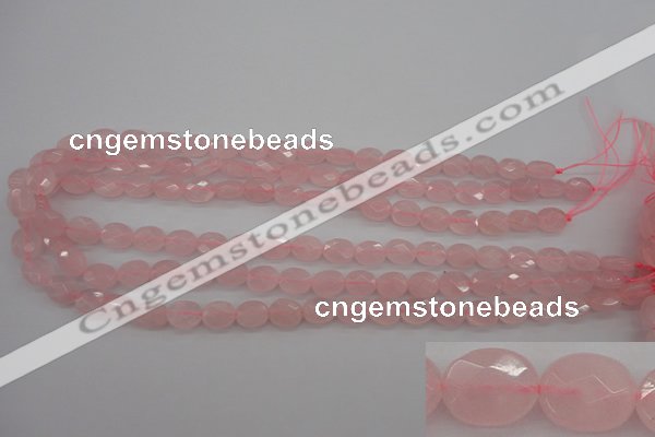 CRQ372 15.5 inches 8*10mm faceted oval rose quartz beads wholesale