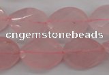 CRQ375 15.5 inches 15*20mm faceted & twisted oval rose quartz beads