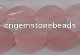 CRQ375 15.5 inches 15*20mm faceted & twisted oval rose quartz beads
