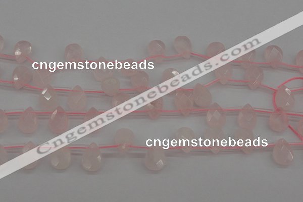CRQ378 15.5 inches 8*12mm faceted briolette rose quartz beads