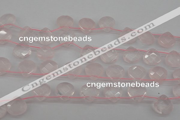 CRQ380 15.5 inches 13*13mm faceted briolette rose quartz beads