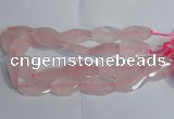 CRQ386 20*30mm - 22*35mm twisted & faceted freeform rose quartz beads