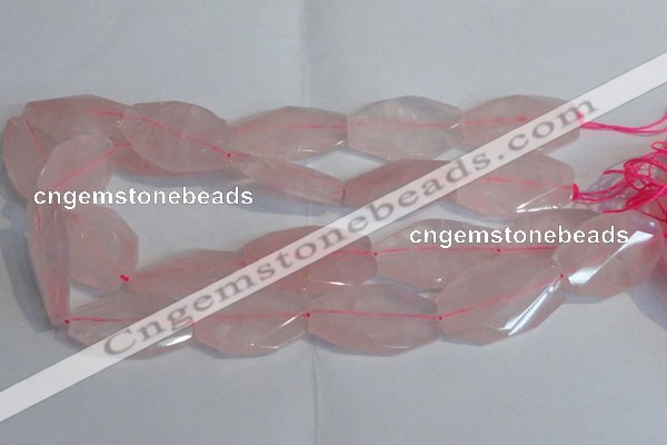 CRQ386 20*30mm - 22*35mm twisted & faceted freeform rose quartz beads