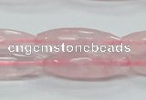 CRQ40 15.5 inches 10*30mm faceted rice natural rose quartz beads