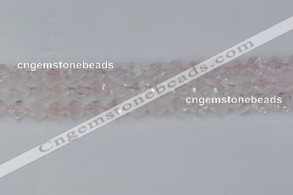 CRQ402 15.5 inches 8mm faceted nuggets rose quartz beads