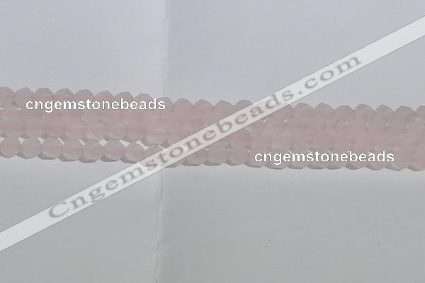 CRQ406 15.5 inches 6mm faceted nuggets matte rose quartz beads