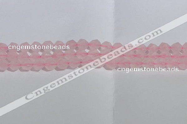 CRQ407 15.5 inches 8mm faceted nuggets matte rose quartz beads