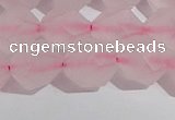 CRQ409 15.5 inches 12mm faceted nuggets matte rose quartz beads