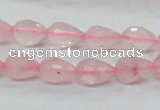 CRQ42 15.5 inches 8*12mm faceted teardrop natural rose quartz beads