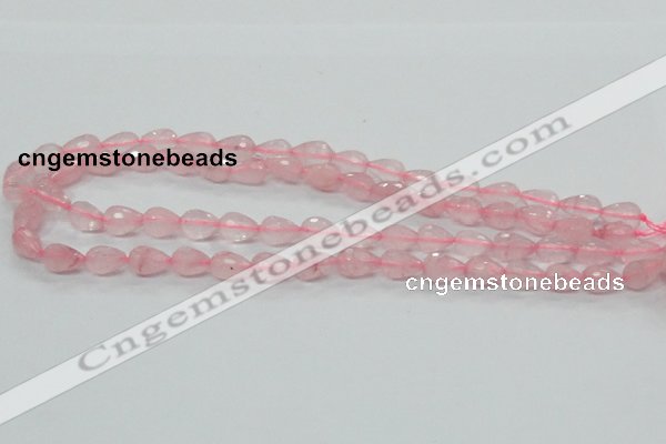 CRQ42 15.5 inches 8*12mm faceted teardrop natural rose quartz beads