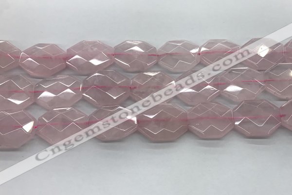 CRQ427 22*28mm - 25*30mm faceted octagonal rose quartz beads