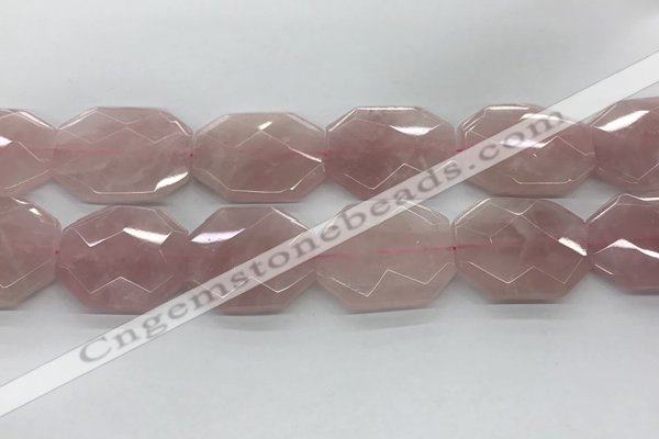 CRQ429 30*35mm - 35*45mm faceted octagonal rose quartz beads