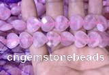 CRQ434 15.5 inches 14*14mm faceted heart rose quartz beads wholesale