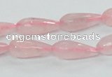 CRQ44 15.5 inches 8*20mm faceted teardrop natural rose quartz beads