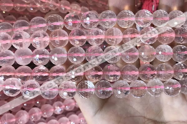 CRQ446 15.5 inches 10mm faceted round rose quartz beads