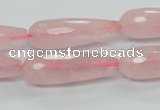 CRQ45 15.5 inches 10*30mm faceted teardrop natural rose quartz beads