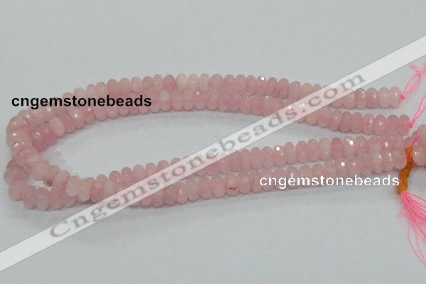 CRQ48 15.5 inches 6*10mm faceted rondelle natural rose quartz beads