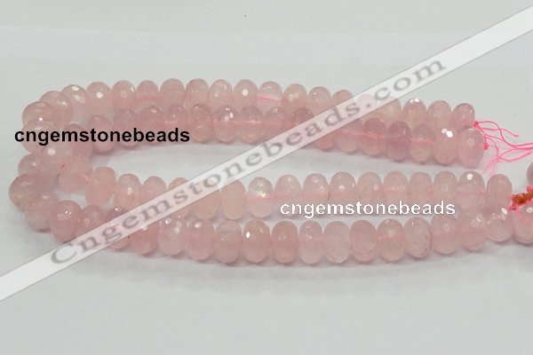 CRQ50 15.5 inches 10*16mm faceted rondelle natural rose quartz beads