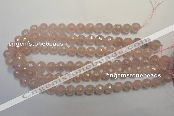 CRQ514 15.5 inches 12mm faceted round AB-color rose quartz beads