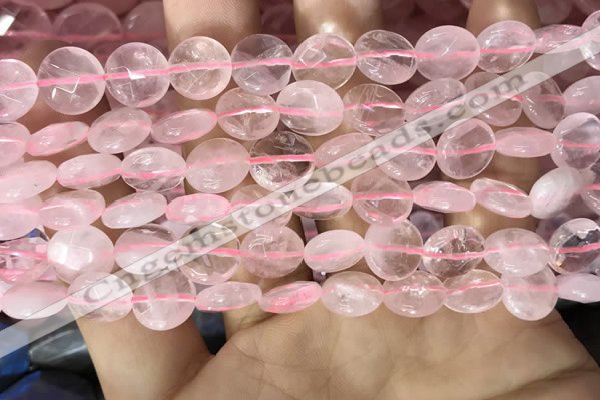 CRQ551 15.5 inches 10mm faceted coin rose quartz beads wholesale