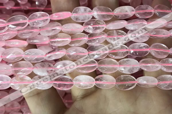 CRQ556 15.5 inches 8*12mm faceted oval rose quartz beads wholesale