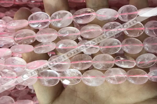 CRQ557 15.5 inches 10*14mm faceted oval rose quartz beads wholesale