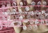 CRQ559 Top drilled 8*12mm faceted briolette rose quartz beads